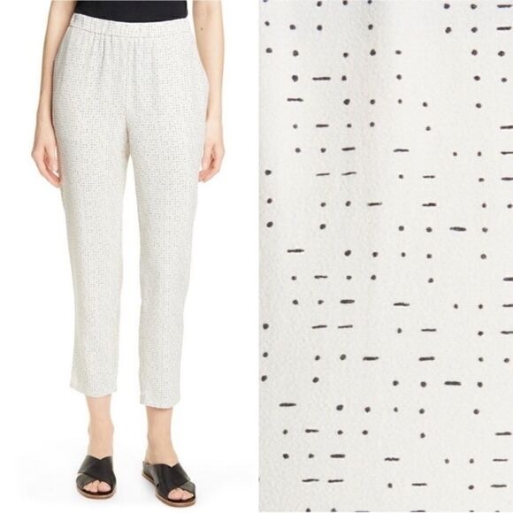 Eileen Fisher Slouchy Bone Morse Code Ankle Pants XS - Picture 1 of 5